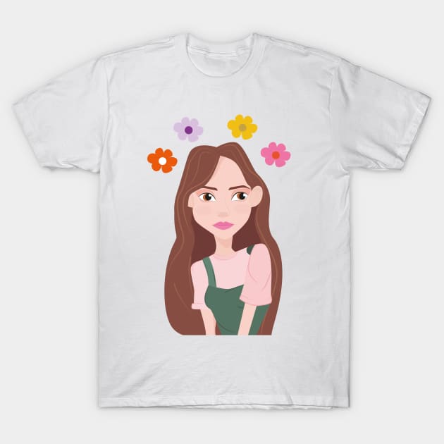 girl flowers T-Shirt by Janeth desings